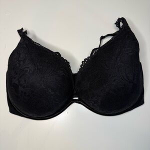 Cacique Plunging Black Lace Full-Coverage Bra with Underwire Size 42DDD GUC